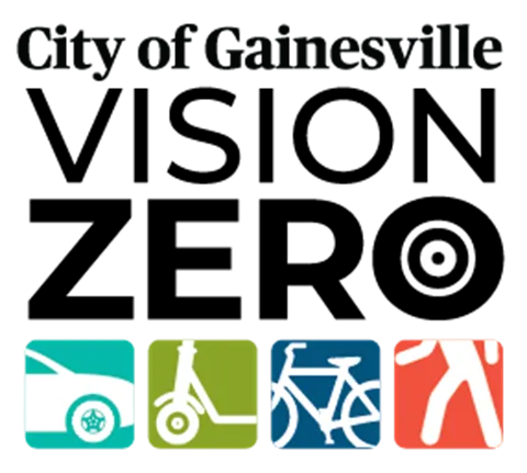 City of Gainesville Vision Zero logo links to transportation and mobility survey
