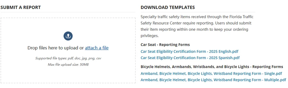 Image of the lower section of the Order Reporting page demonstrating how to attach supporting signature documentation.